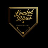 Loaded Bases Marketing logo featuring gold script text and diamond shapes on a black shield-shaped background